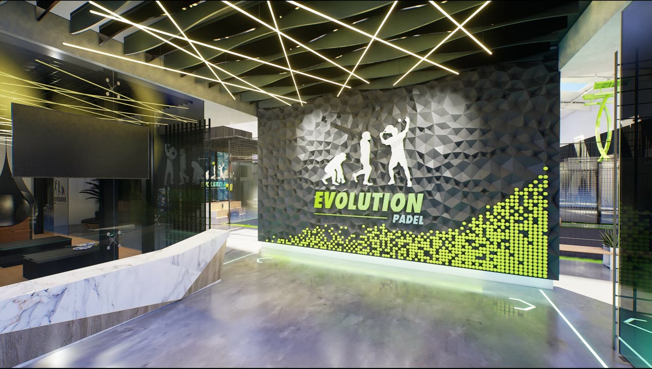 Evolution Padel reception and feature wall render